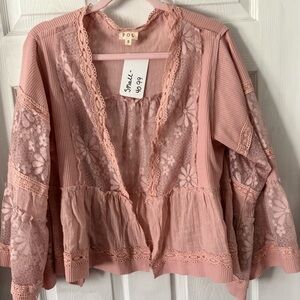 POL Soft Pink Lace Accent Top